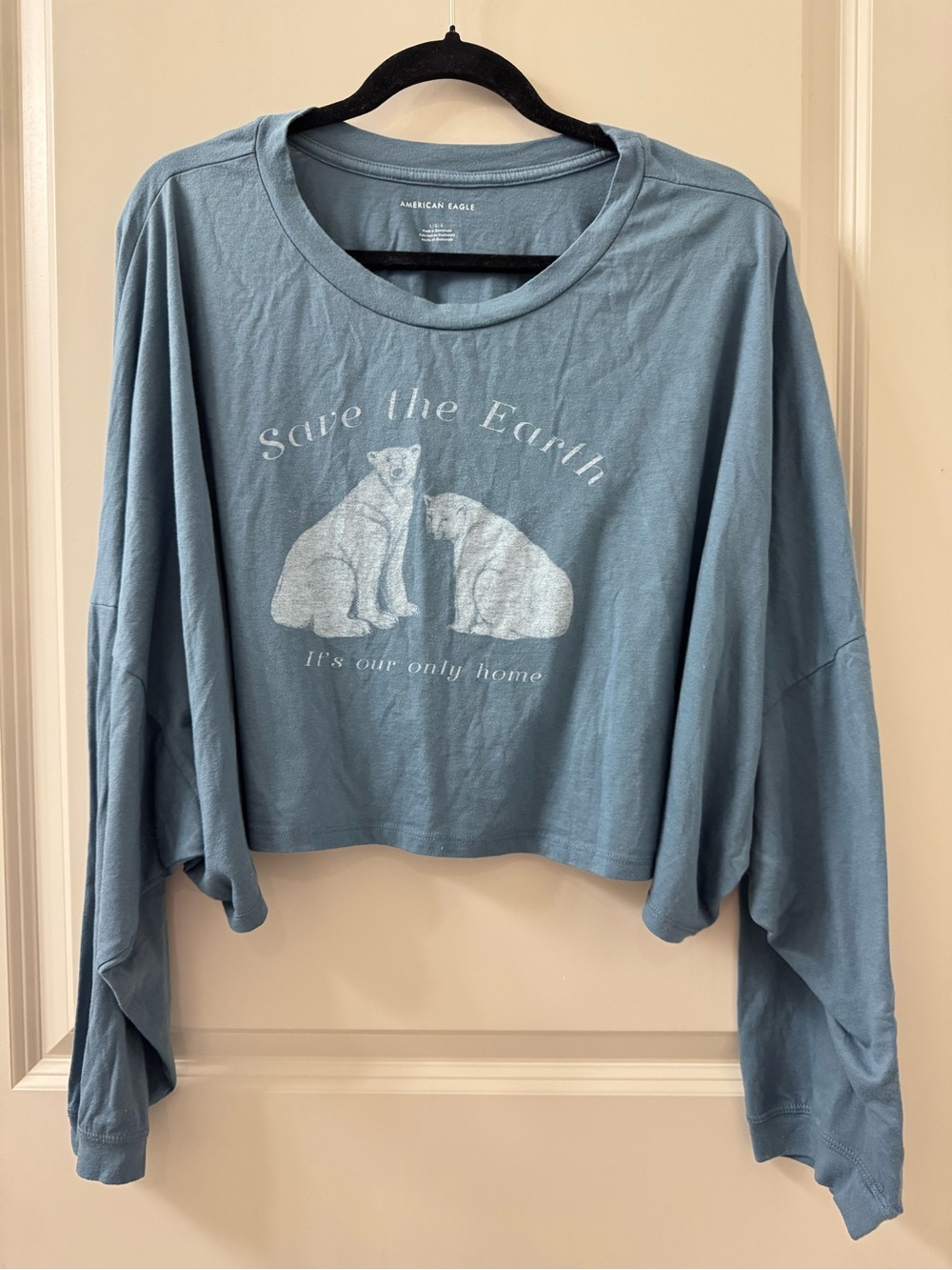American Eagle Save the Earth Polar Bears Women's Oversized BOXY Crop Top Large